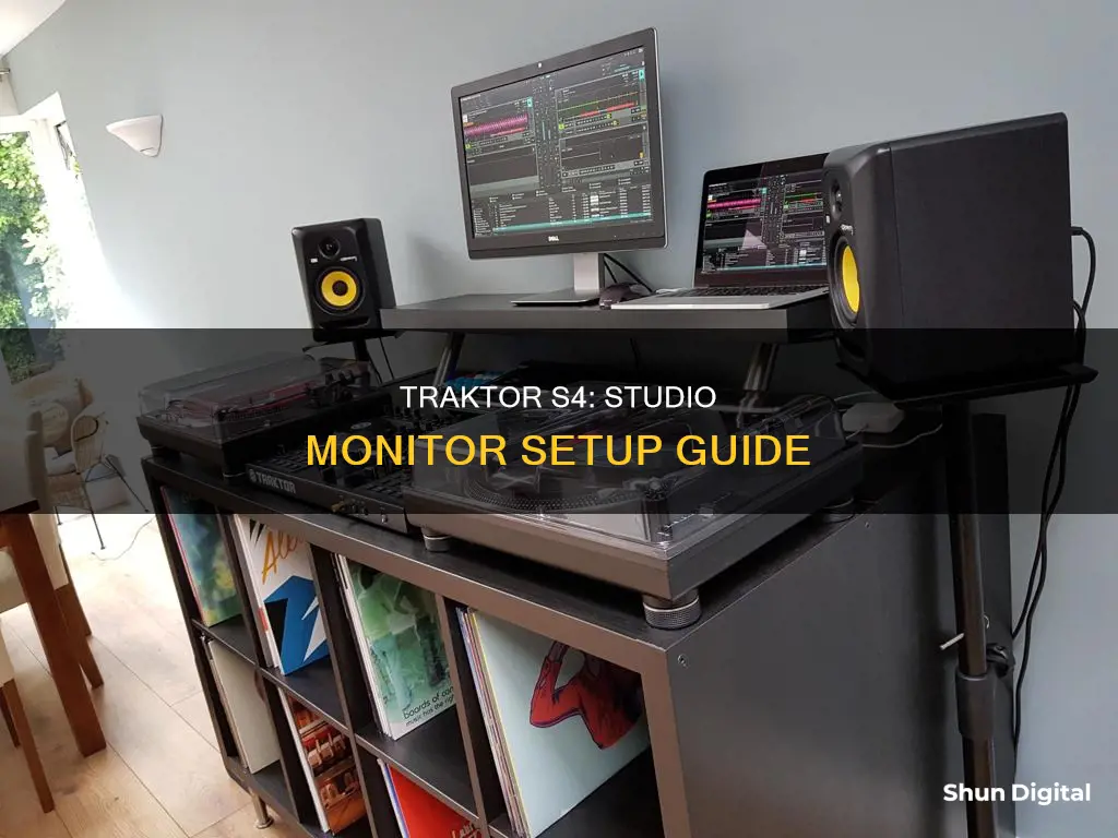 how to run traktor s4 through studio monitors