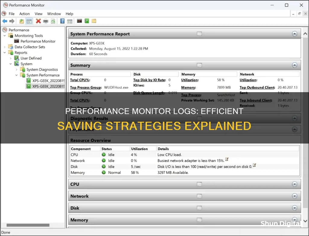 how to save performance monitor logs