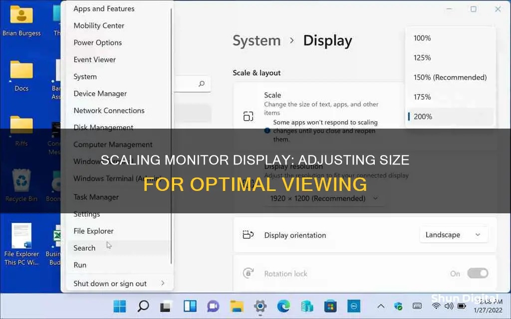 how to scale size from a monitor