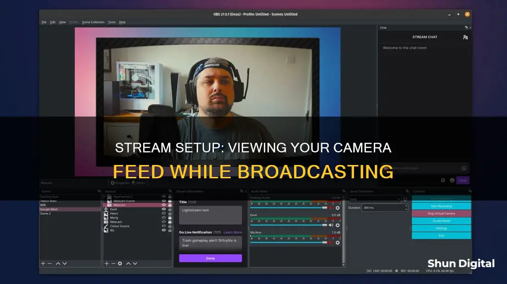 how to see my camera while streaming obs