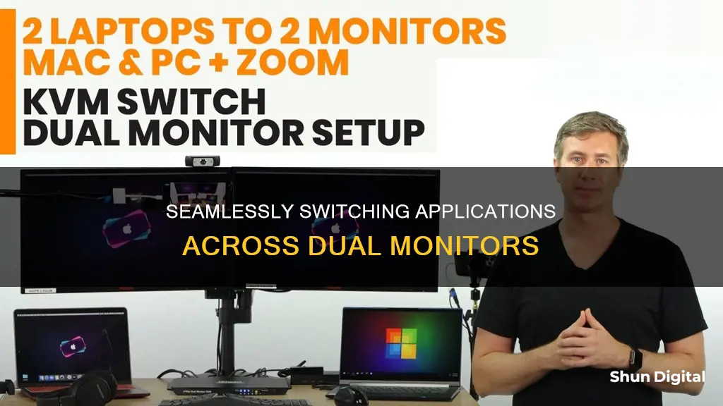 how to switch applications between duel monitors