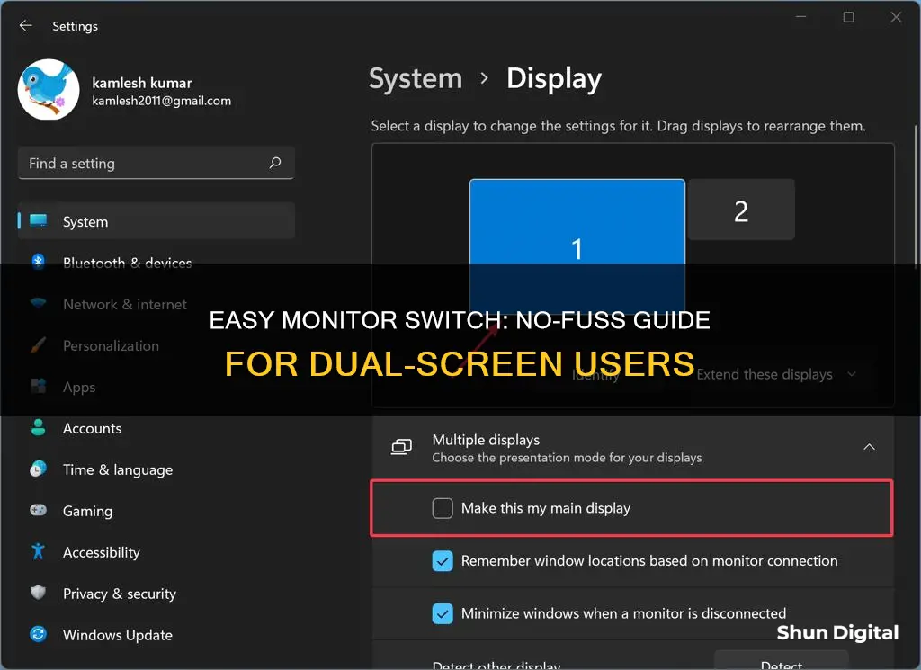 how to switch main monitor without monitor