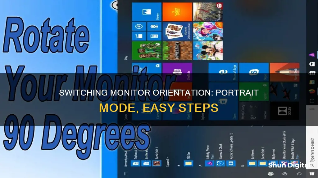 how to switch monitor from landscape to portrait