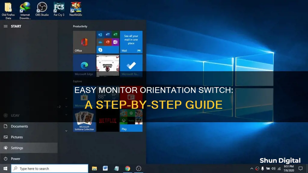 how to switch monitor orientation