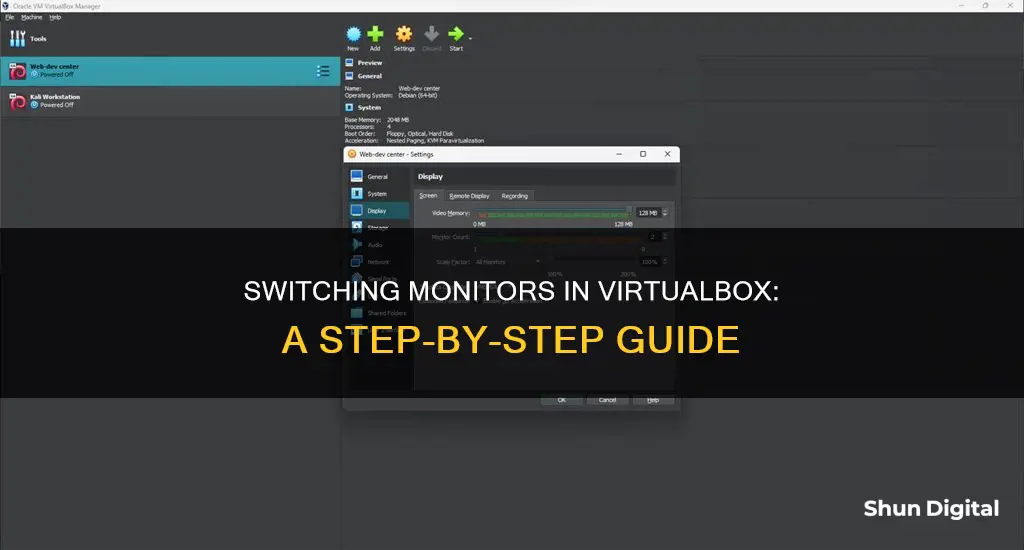 how to switch monitors in virtualbox