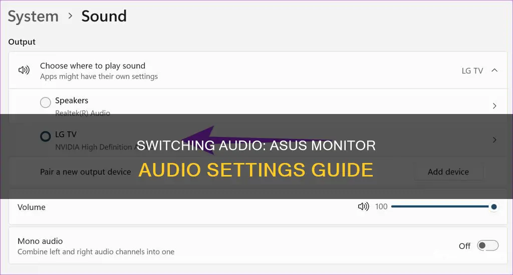 how to switch the audio on an asus monitor