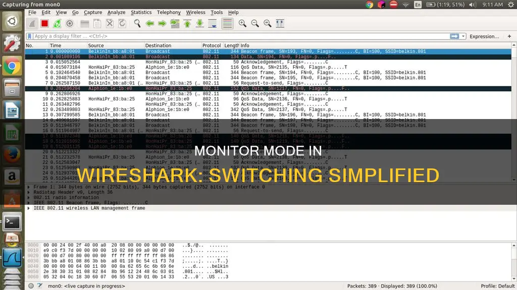 how to switch to monitor mode in wireshark