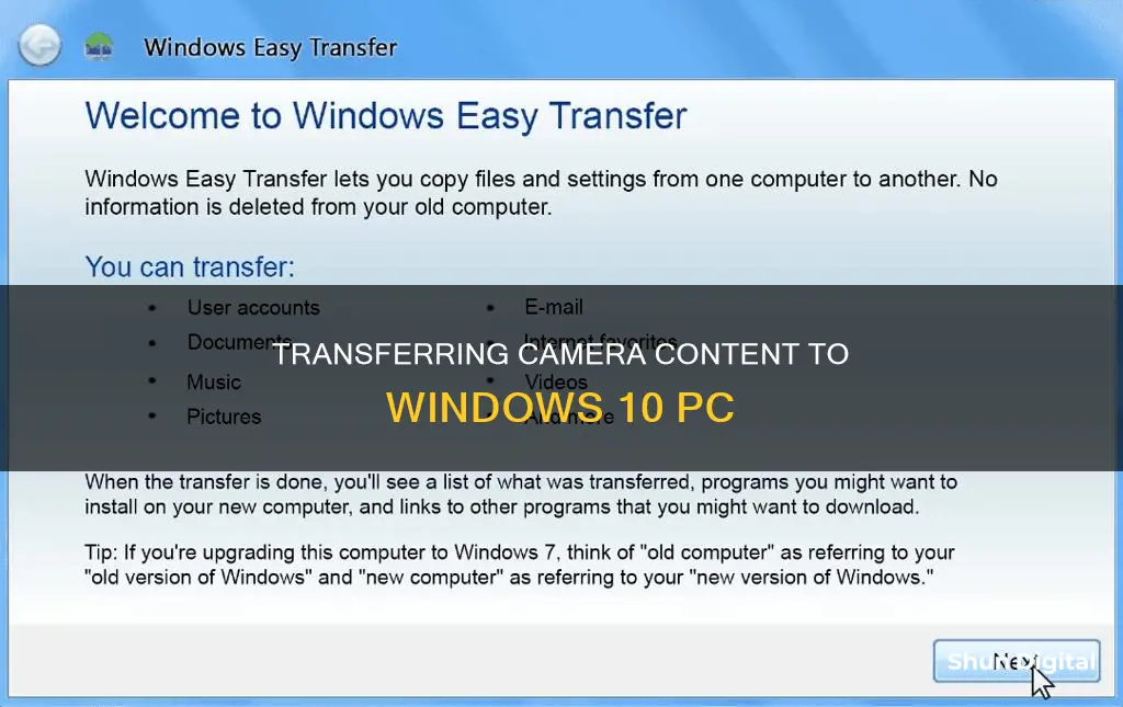 how to transfer camera to computer indows 10