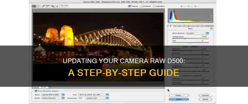 how update camera raw d500