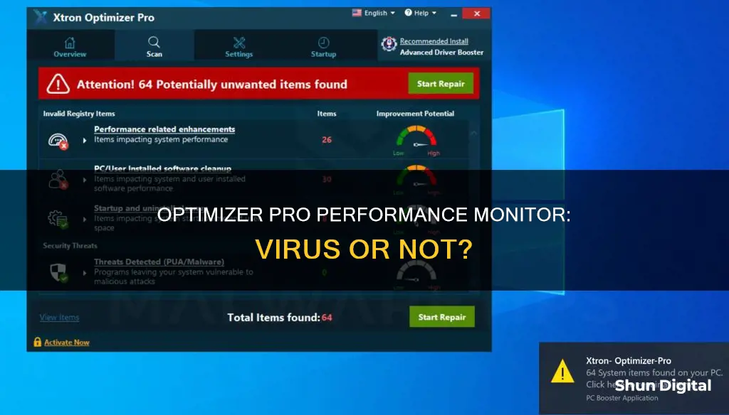 is optimizer pro performance monitor a virus