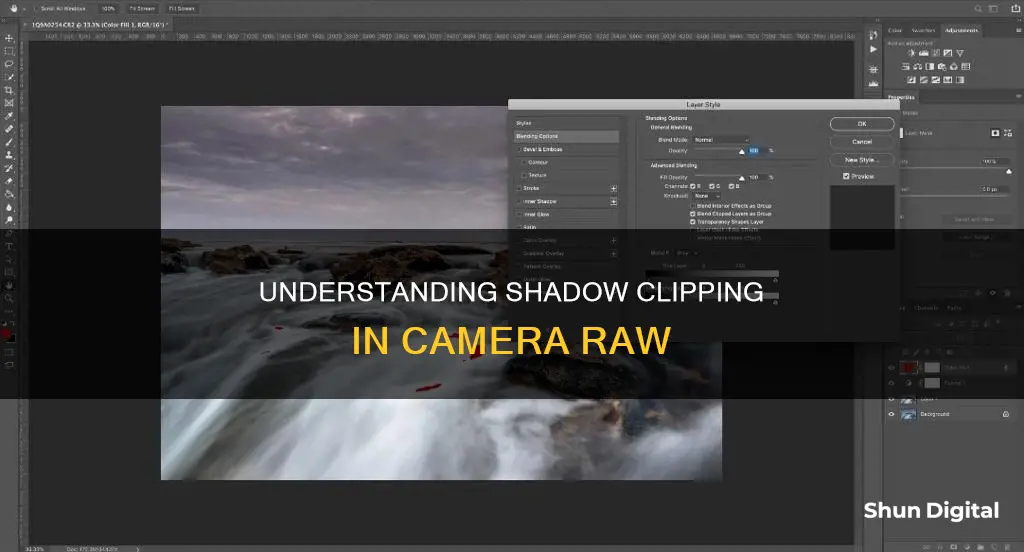 what is shadow clipping camera raw