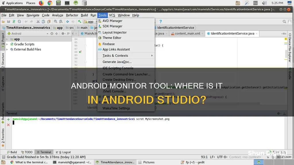 where is android monitor tool in android studio