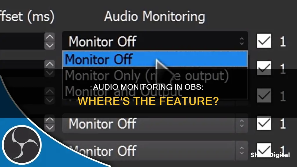 where is the audio monitoring feature in obs studio