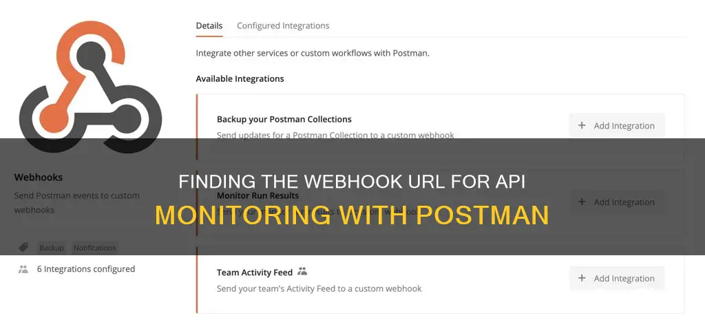 where to find the webhook url postman api monitor