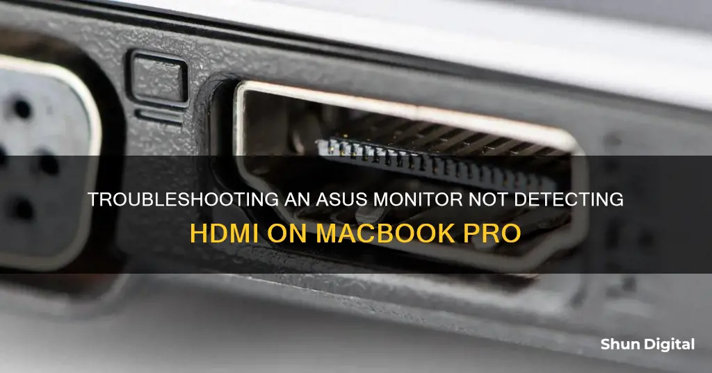 why asus monitor not detecting hdmi in macbook pro