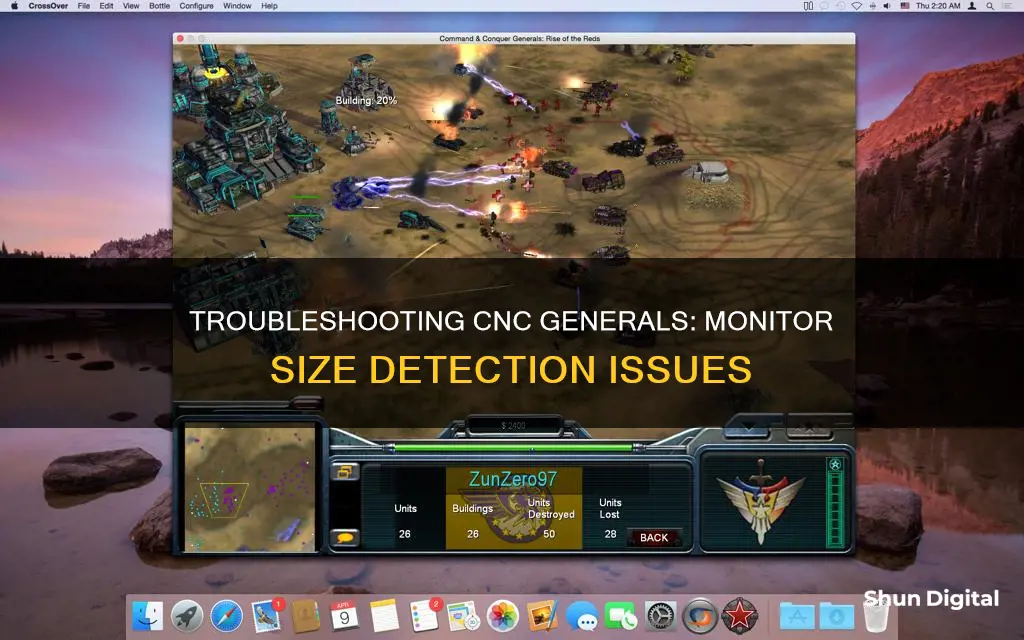 why is my cnc generals not reading my monitor size