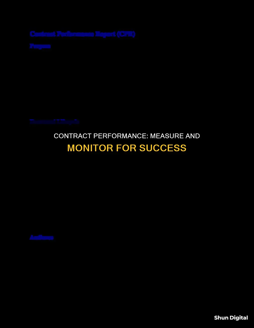 why it is important to measure monitor contract performance